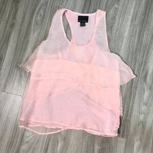 Cynthia Rowley Silk Pink Chiffon Tier Y2K Tank Womens M